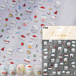 Cute Bowknot Dog Puppy Bear Strawberry Cake Fruit Juice Coffee Desserts Corgi Cherry Adhesive Nail Art Stickers Manicure Decals (ONLINE ORDER ONLY)