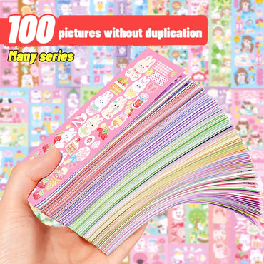 100/200 PCS Cute Stickers Kawaii Cartoon Laser Sticker for Kid Sticker Plate DIY Popular Campus Students Decoration Stationery (Online Order Only)