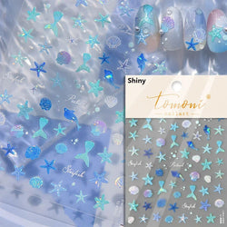 Summer Beach Dreamy Water Bubble Mermaid Shell Conch Starfish Jellyfish Soft Relief Decoration Nail Art Stickers Manicure Decals (ONLINE ORDER ONLY)