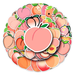 50Pcs Peach Cartoon Waterproof Vinyl Stickers for Skateboard Snowboard (ONLINE ORDER ONLY)