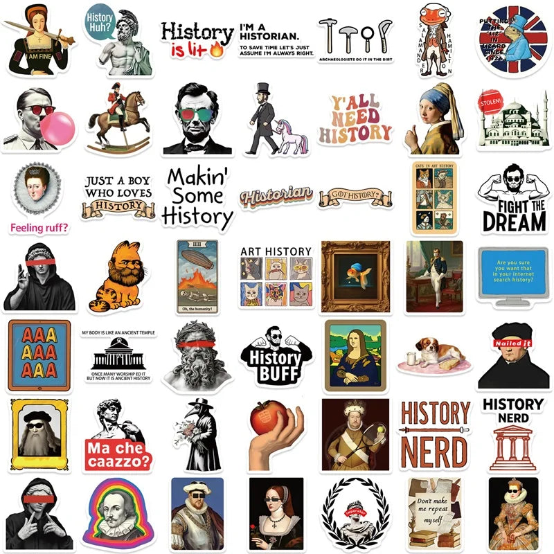 10/30/50PCS Funny History Character Sticky PVC Sticker Aesthetic DIY Decoration Scrapbooking Hand Accounting Supplies for Kids (ONLINE ORDER ONLY)