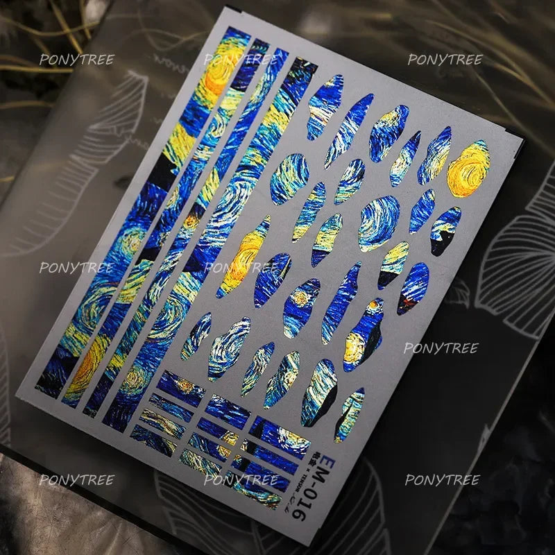 Star Moon Love Heart Curved Line Arc Dreamy Necklace Hanging in The Air Starry Night Adhesive Nail Art Stickers Manicure Decals (ONLINE ORDER ONLY)