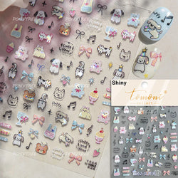 Lovely Animals Cat Dog Bear Party Puppy Kitten Cake Bowknot Flower Love Heart Lace Gird Adhesive Nail Art Sticker Manicure Decal (ONLINE ORDER ONLY)
