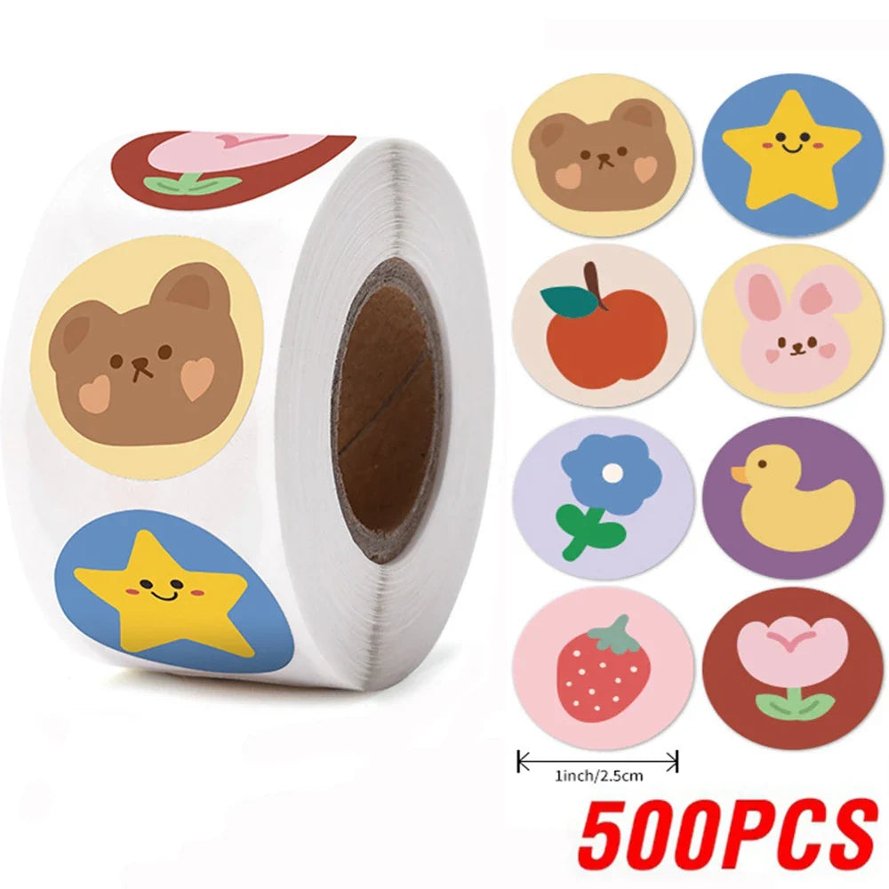 100-500pcs Round Cake Stickers for Kids Teacher Reward Stickers Scrapbooking Journal Personal Planner Diary Letter Envelope (ONLINE ORDER ONLY)