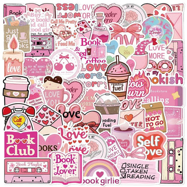 10/30/50PCS Cartoon Pink Love PVC Sticker Aesthetic Children's Stationery Sticky DIY Decoration Scrapbooking School Supplies (Online Order Only)