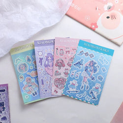 Sweet Cute Skateboard Girl Stickers Diary Scrapbooking DIY Album Decoration Sticker Aesthetic Personalized Kawaii Stationery (Online Order Only)