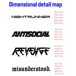 JDM Car Sticker Revenge Nightrnner Antisocial Misunderstood Exterior Accessories Windscreen Banner Competition Decoration Decals (ONLINE ORDER ONLY)