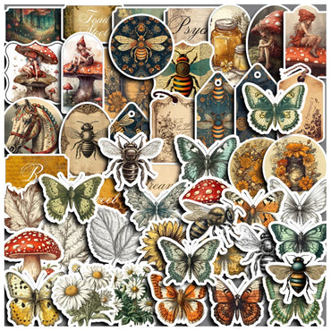Vintage Butterfly Insect Stickers Waterproof Decals for Laptop, Phone, Luggage, Motorcycle, Car - 10/30/50pcs (ONLINE ORDER ONLY)