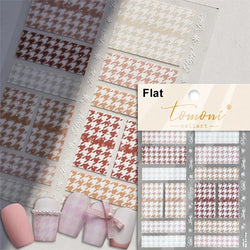 French Style Colorful Square Grid Rhombus Stripe Bowknot Line 3D Self Adhesive Nail Art Stickers Shiny Rhinestone Manicure Decal (Online Order Only)