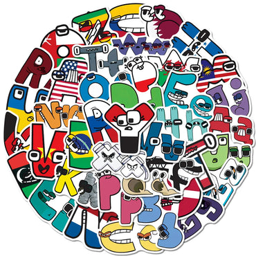 Alphabet Lore Stickers Pack - Motorcycle, Luggage, Guitar, Skateboard, Graffiti Decals for Kids (Online Order Only)