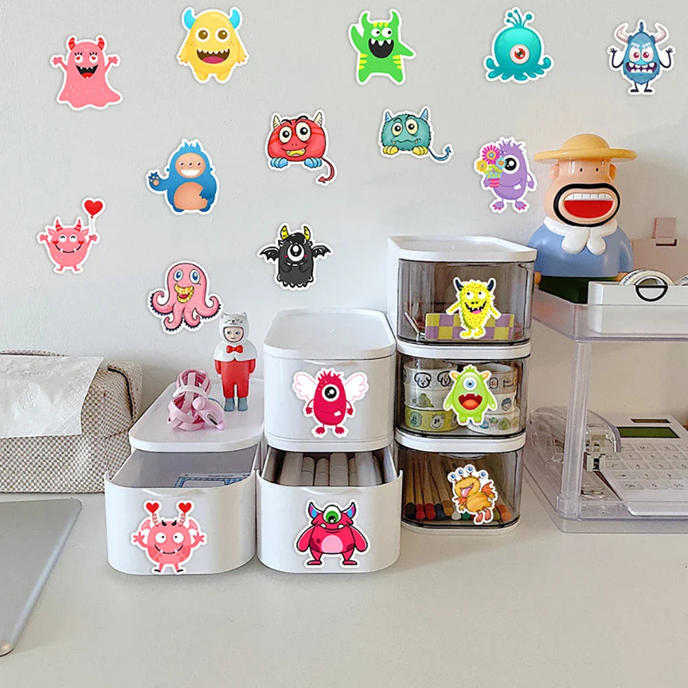 10/30/55PCS Cartoon Little Monster Graffiti Stickers For Kids DIY Notebooks Suitcase Laptop Stationery Car Waterproof Decals Toy (ONLINE ORDER ONLY)