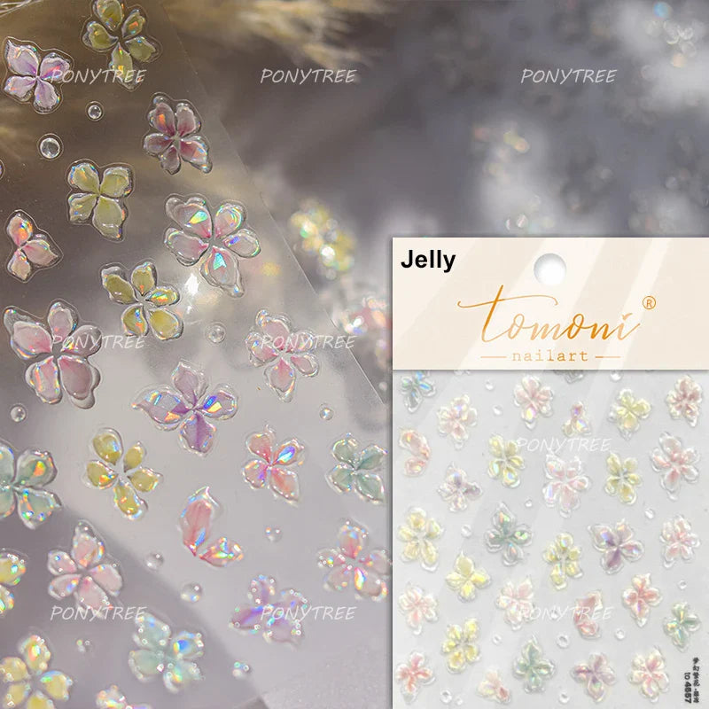 Colourful Field Bouquet Flower Spring Field Violet Daisy Bowknot Butterfly 5D Relief Adhesive Nail Art Stickers Manicure Decals (ONLINE ORDER ONLY)