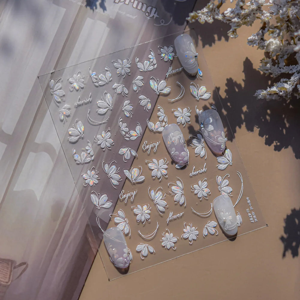 Shiny Cherokee Rose Golden Cherry Blossom Cherish Enjoy Flower Line Petal Delicate Self Adhesive Nail Art Sticker Manicure Decal (ONLINE ORDER ONLY)