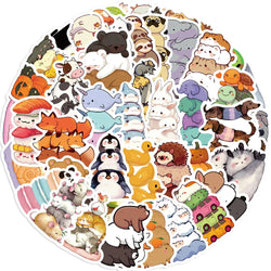 60pcs Cartoon Fun Animal Sticker Toy Skateboard Guitar Computer Refrigerator Desk Personality Graffiti Creative Decoration (ONLINE ORDER ONLY)