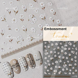 Retro Tulip Flowers Daisy Photo Frame Geometric Border Bowknot Butterfly Soft Relief Adhesive Nail Art Stickers Manicure Decals (ONLINE ORDER ONLY)