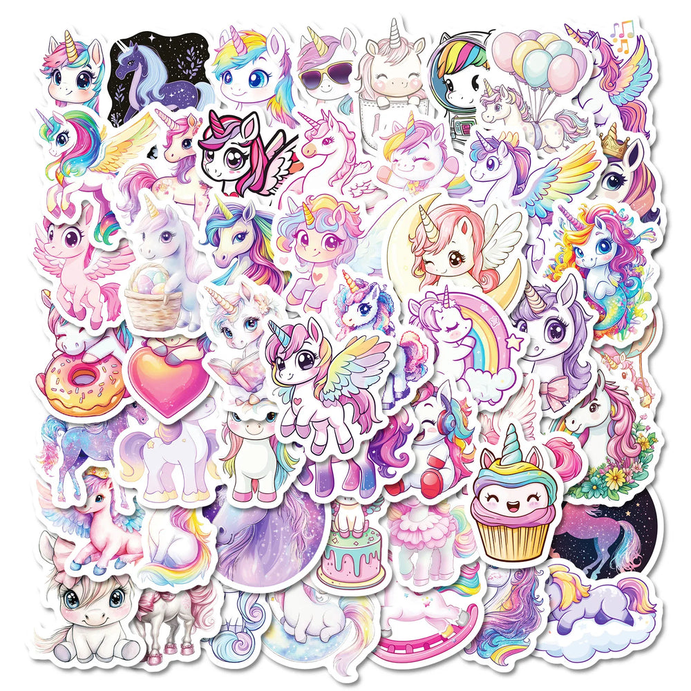 Unicorn Stickers Set: Cute Animal Cartoon Decals for Kids, DIY, Luggage, Laptop, Guitar, Skateboard (Online Order Only)