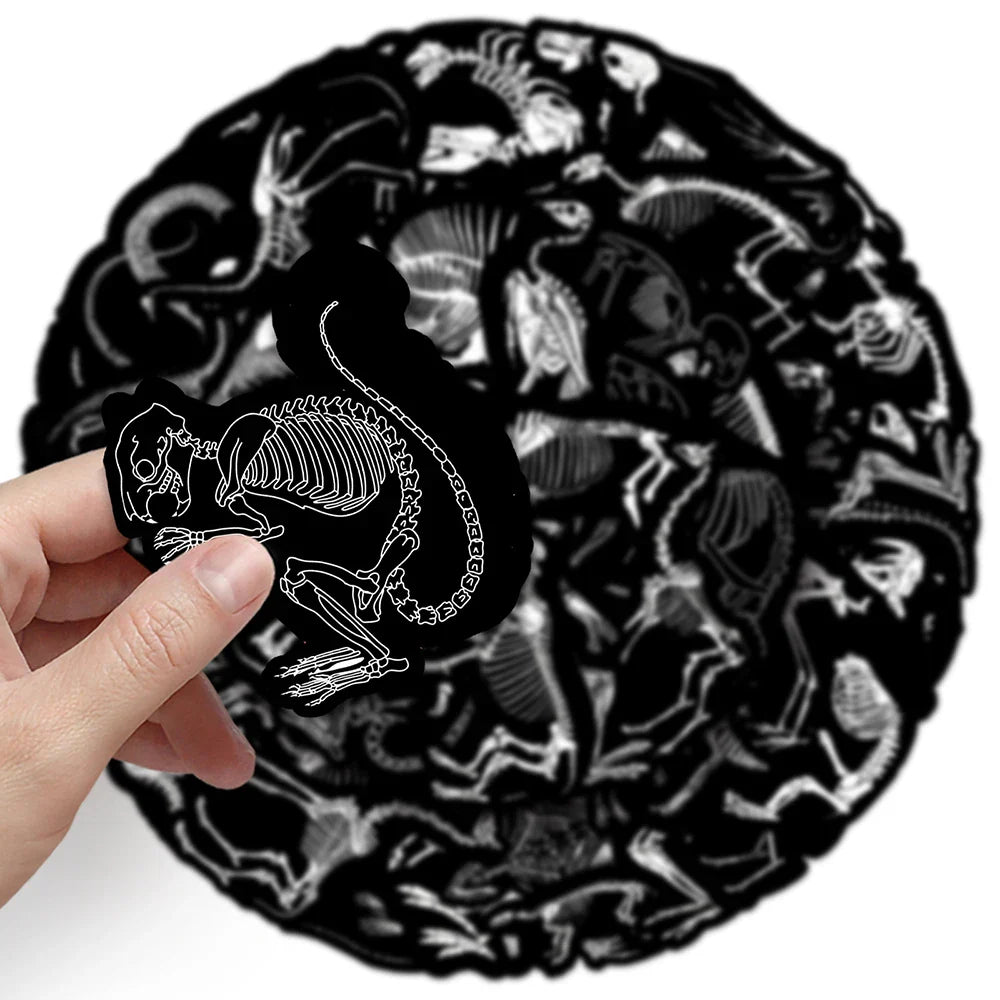 10/30/50PCS Animal Skeleton Black Stickers Cool Graffiti Toys PVC Waterproof Decoration For Phone Bike Skateboard Laptop Decals (ONLINE ORDER ONLY)