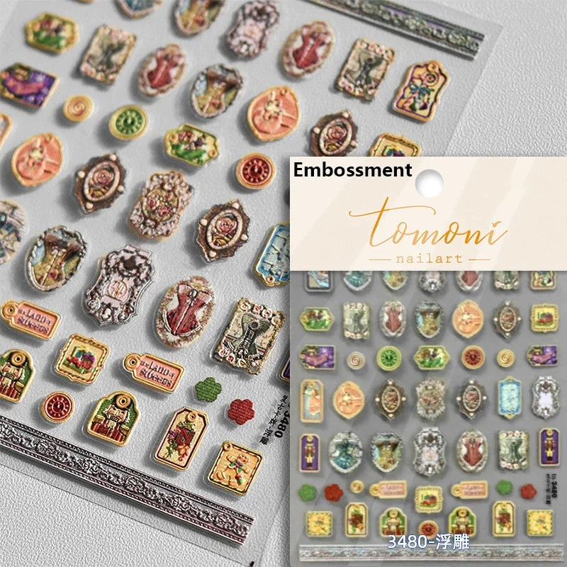 Hot Stamping Colourful Sunflower Starry Night Impressionism Embossment Adhesive Nail Art Sticker Shiny Rhinestone Manicure Decal (Online Order Only)