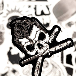 10/30/50pcs Black & White Skull Rock Mixed Graffiti Stickers Hip Hop Cartoon Stickers (ONLINE ORDER ONLY)