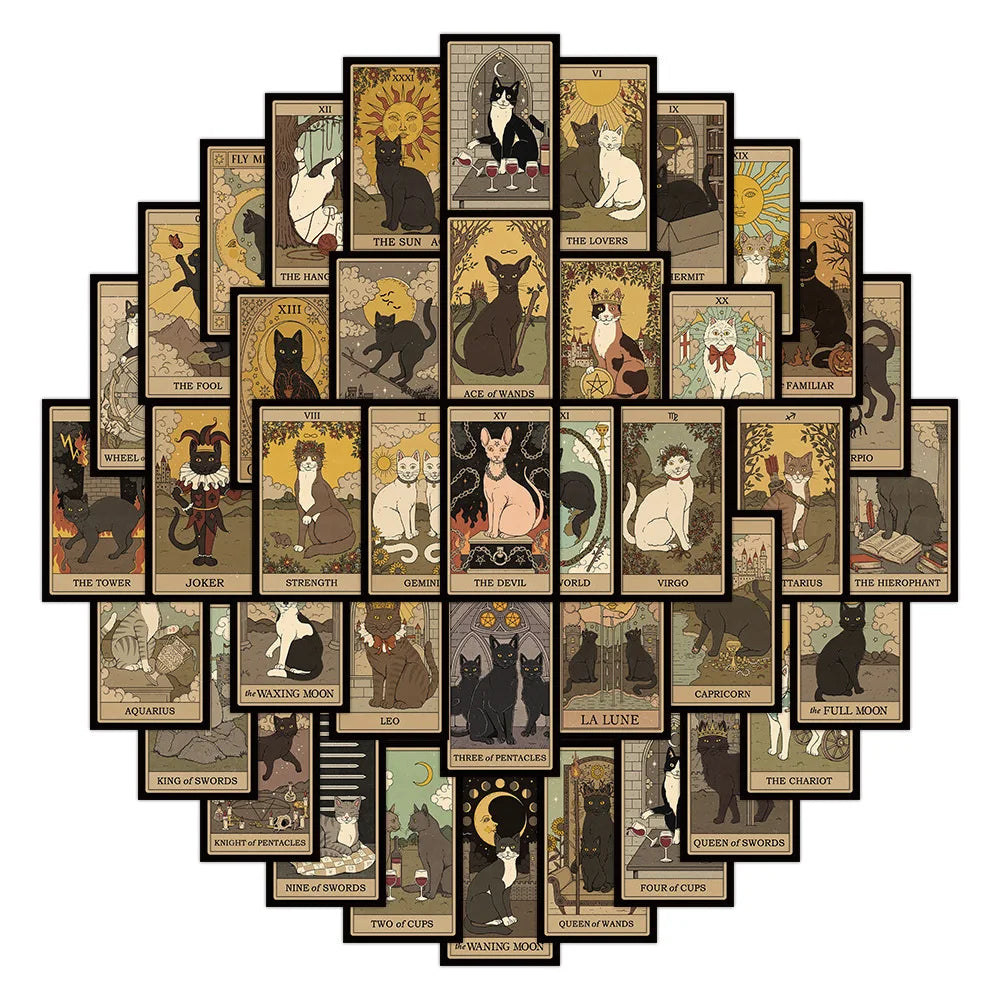 Cool Tarot Card Stickers Black Cat Waterproof Laptop Luggage Bike Graffiti Toy (ONLINE ORDER ONLY)