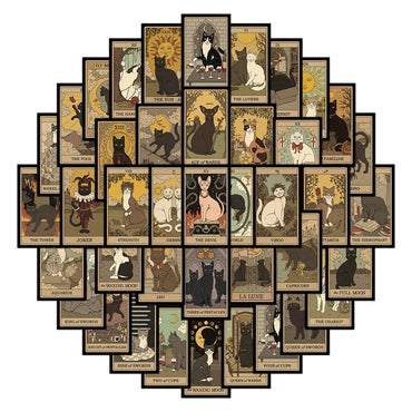 Cool Tarot Card Stickers Black Cat Waterproof Laptop Luggage Bike Graffiti Toy (ONLINE ORDER ONLY)