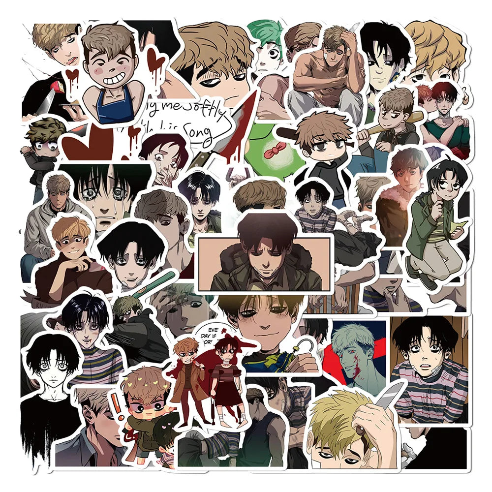 50pcs Killing Stalking Cartoon Stickers for Helmet, Desktop, Wall Decoration (ONLINE ORDER ONLY)