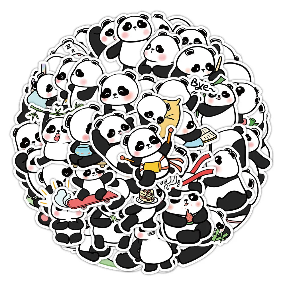 10/30/50PCS Kawaii Panda Stickers Funny Animal Cartoon Decals Waterproof Phone Notebook Helmet Stationery Kids Sticker DIY Toys (ONLINE ORDER ONLY)