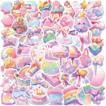 10/50PCS Kawaii Cartoon Colorful Dessert Candy Stickers Graffiti Laptop Bottle Box Luggage DIY Kids Gift Decoration Sticker Tpy (ONLINE ORDER ONLY)