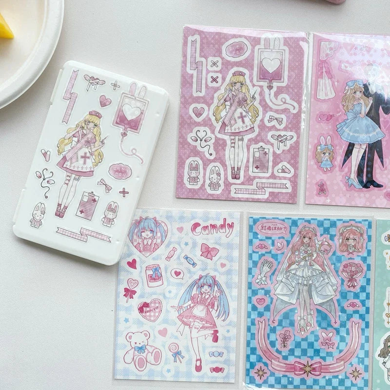 Cute Retro Comic Girl Stickers Diary Scrapbooking DIY Album Decoration Sticker Couple Aesthetic Kawaii Stationery Stick Label (ONLINE ORDER ONLY)