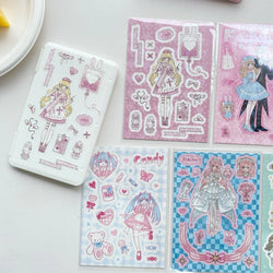 Cute Retro Comic Girl Stickers Diary Scrapbooking DIY Album Decoration Sticker Couple Aesthetic Kawaii Stationery Stick Label (ONLINE ORDER ONLY)