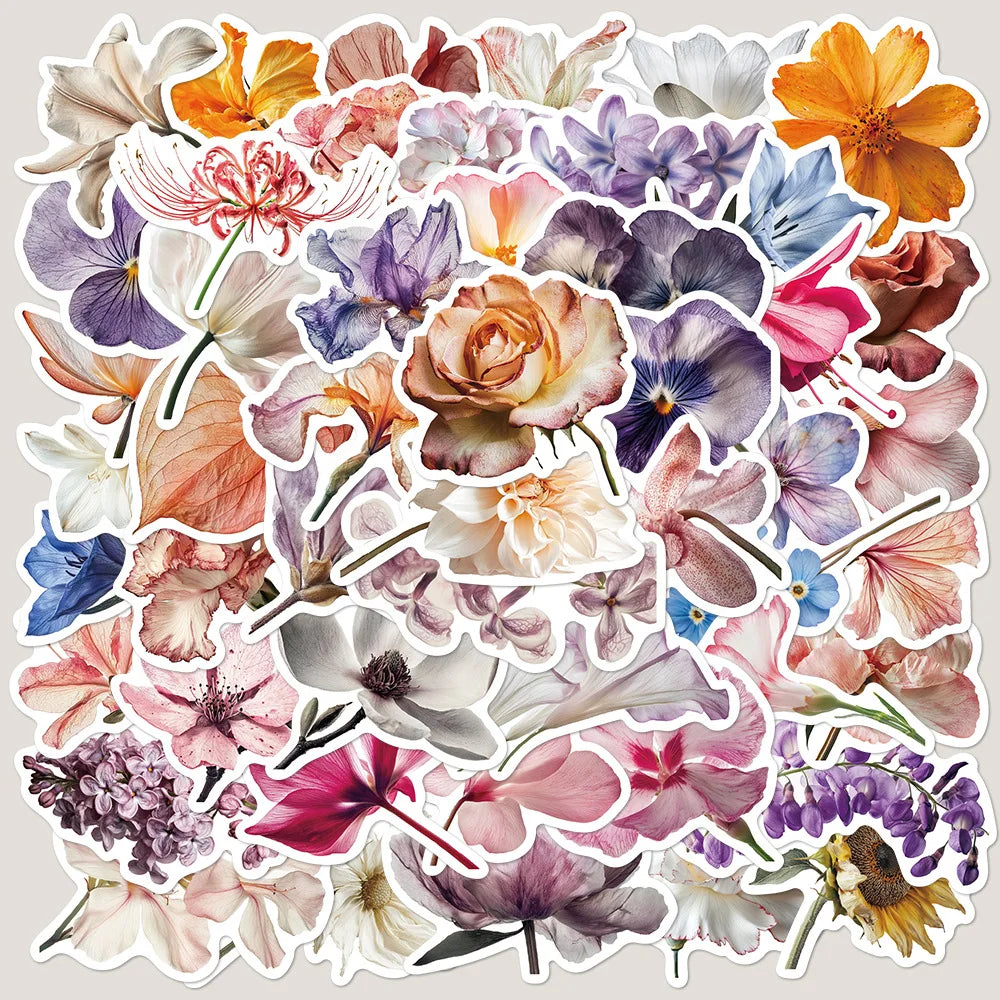 50pcs Cartoon Flower Graffiti Stickers for Helmet, Wall, DIY Decoration (Online Order Only)