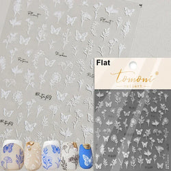 Charming Beautiful Black White Small Butterfly Flower Petal Love Heart Bowknot 5D Self Adhesive Nail Art Sticker Manicure Decals (Online Order Only)