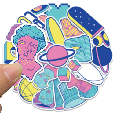 10/25PCS Cartoon Vaporwave Art Graffiti Stickers Aesthetic Decals For Scrapbook Phone Laptop Luggage Bike Car Sticker Kids Toy (ONLINE ORDER ONLY)
