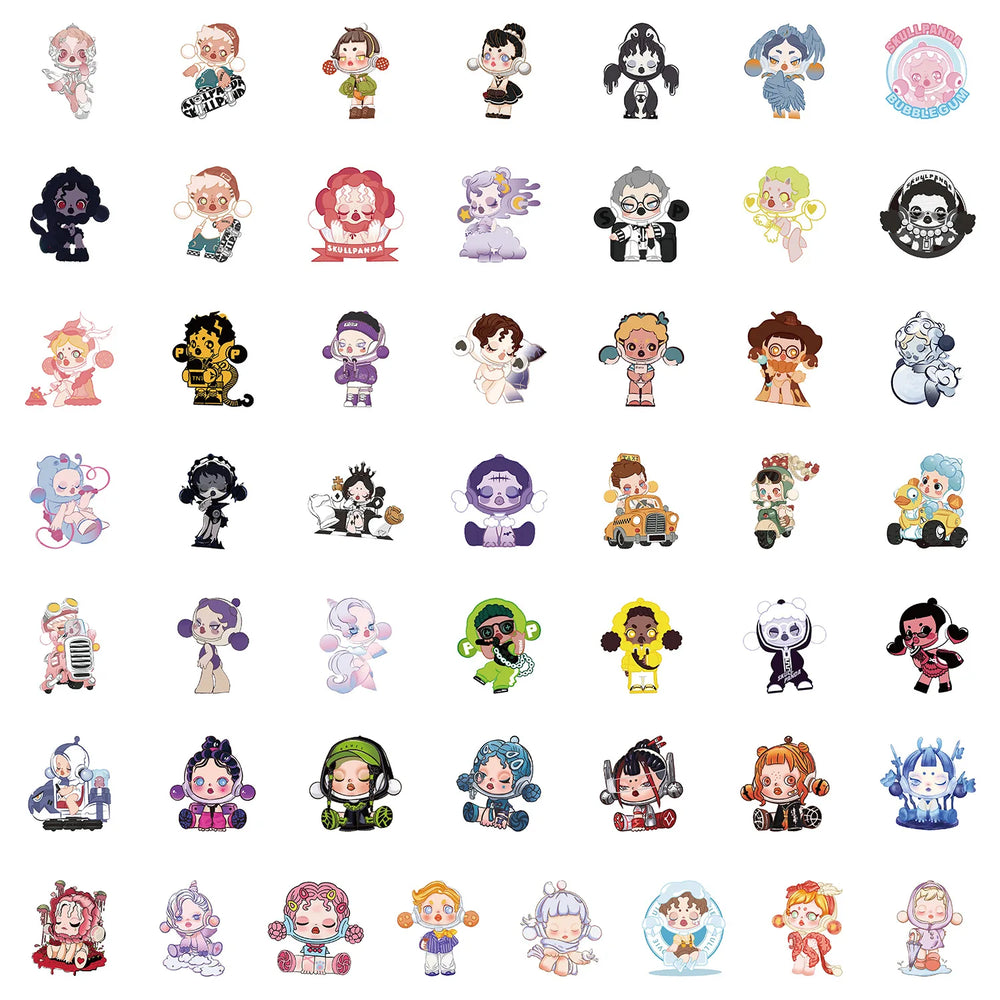 50pcs Pop Labubu Molly Graffiti Stickers for Kids Skateboard Suitcase Guitar Phone Waterproof (Online Order Only)