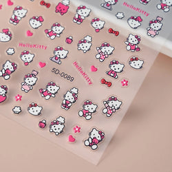 1pc 5D Pink/Black Hello Kitty Nail Art Stickers Anime Cartoon Japanese Cartoon KT Cat Manicure Decal Luxury DIY Nail Accessories (ONLINE ORDER ONLY)