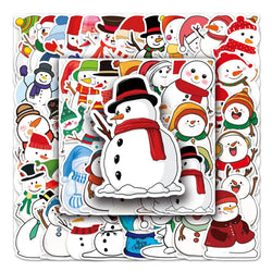 50Pcs Snowman Cartoon Waterproof Vinyl Stickers for Skateboard Snowboard (ONLINE ORDER ONLY)