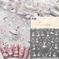 Rabbit Bunny Moon Flower Lantern Peach Blossom Star Bowknot Self Adhesive Nail Art Stickers Rhinestone Delicate Manicure Decals (ONLINE ORDER ONLY)