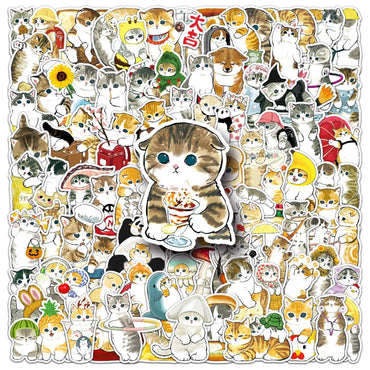 10/30/50/100PCS Cute Cat Stickers Hand Painted Cartoon Animal Decals Kids Toys Laptop Phone Guitar Decoration Graffiti Sticker (ONLINE ORDER ONLY)