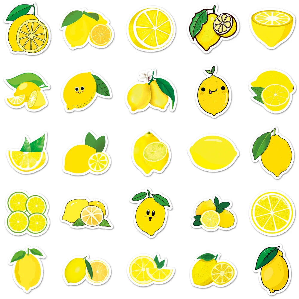 50Pcs Fruit Sticker Boxed Lemon Stationery DIY Handmade Recipe Food Salad for Refrigerator Gift Sticker Decoration New 2023 (ONLINE ORDER ONLY)