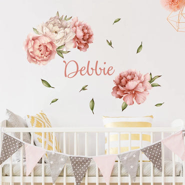 Custom Peony Floral Wreath Wall Sticker Vinyl Decals Nursery Decor (Online Order Only)