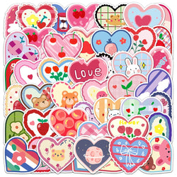 10/30/50PCS Pink Love Stickers Cartoon Heart Decals Decoration DIY Notebook Phone Skateboard Bike Laptop Fridge Kids Sticker Toy (ONLINE ORDER ONLY)