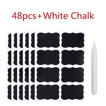 48pcs Blackboard Stickers Waterproof Chalkboard Kitchen Spice Label Sticker Home Jars Bottles Tags Labels White Marker (Online Order Only)