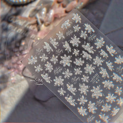 White Pink Flower Dreamy Romantic Petal Jelly Shiny Peach Blossom Polarized Light Delicate Nail Art Stickers 5D Manicure Decals (ONLINE ORDER ONLY)