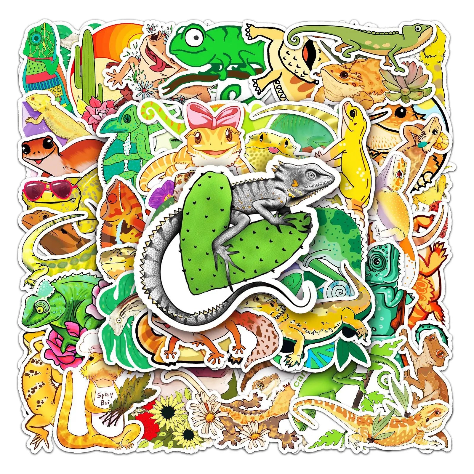 Tropical Reptile Stickers for Kids - Lizard Decals for Suitcase, Skateboard, Laptop, Car (ONLINE ORDER ONLY)