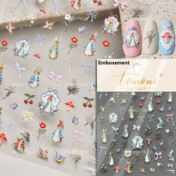 Flower Garland Lovely Bunny Rabbit Floral Wreath Bowknot Frame Spring Charm Heart 5D Adhesive Nail Art Stickers Manicure Decals (ONLINE ORDER ONLY)