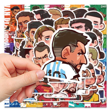 10/30/54PCS Cartoon Soccer Football Star Sticker Packs with Messi, Ronaldo, Suarez, Neymar, and More (ONLINE ORDER ONLY)