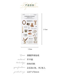 2Pc Ins Cute Retro Sticker Planner Collage Scrapbook DIY Material Decoration Stickers Personalized Art Supplies Stationery (ONLINE ORDER ONLY)
