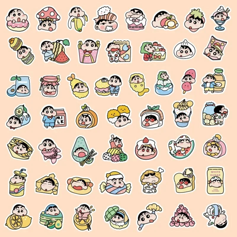 50pcs Crayon Shin Chan Stickers for Laptop, Phone, Car, Scooter, Water Bottle, Suitcase, Refrigerator (ONLINE ORDER ONLY)