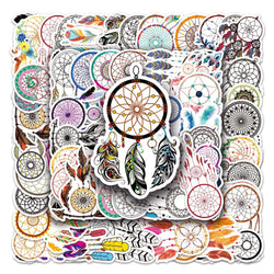 10/50Pcs Trendy Bohemian Catcher Feathers Bundle Decals Small Self-Adhesive Stickers for Laptops Journal Scrapbook Craft (ONLINE ORDER ONLY)