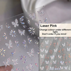 Charming Golden Gradient Shiny Rhinestone Jelly Butterfly Flower Petal Bowknot 3D Self Adhesive Nail Art Sticker Manicure Decals (ONLINE ORDER ONLY)